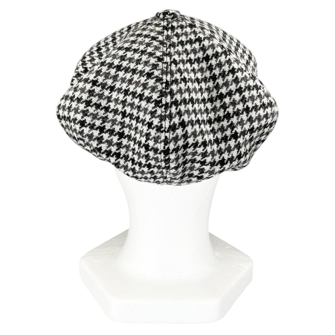 Excellent MIUMIU beret Houndstooth logo embroidery Gray wool Women L 5HC075