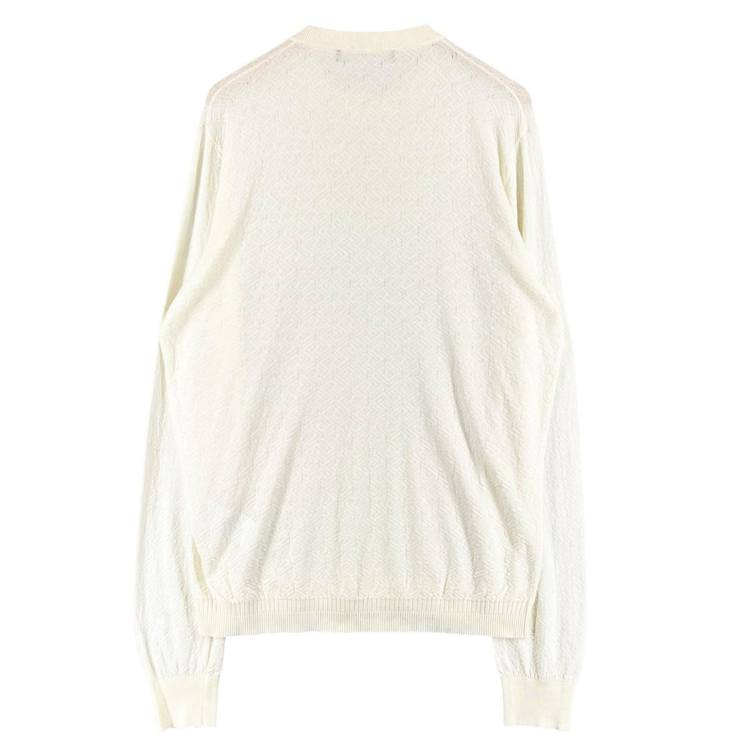 Excellent VERSACE knit Long sleeve crew neck Ivory silk mens 48 1008476