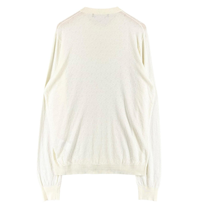 Excellent VERSACE knit Long sleeve crew neck Ivory silk mens 48 1008476