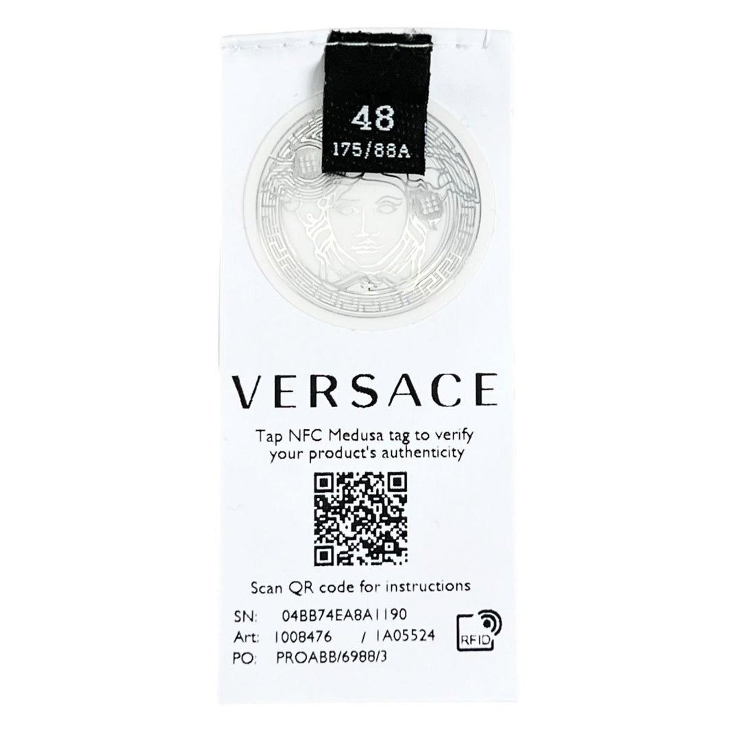 Excellent VERSACE knit Long sleeve crew neck Ivory silk mens 48 1008476
