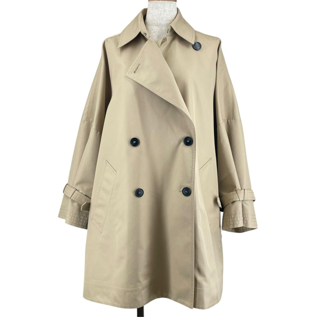 Excellent WEEKEND MaxMara coat Side Button A-line beige cotton Women 36