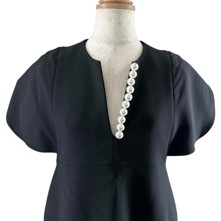 Excellent YOKO CHAN one piece Flared-sleeve Pearl Slit-line Dress 36 YCD-119-454
