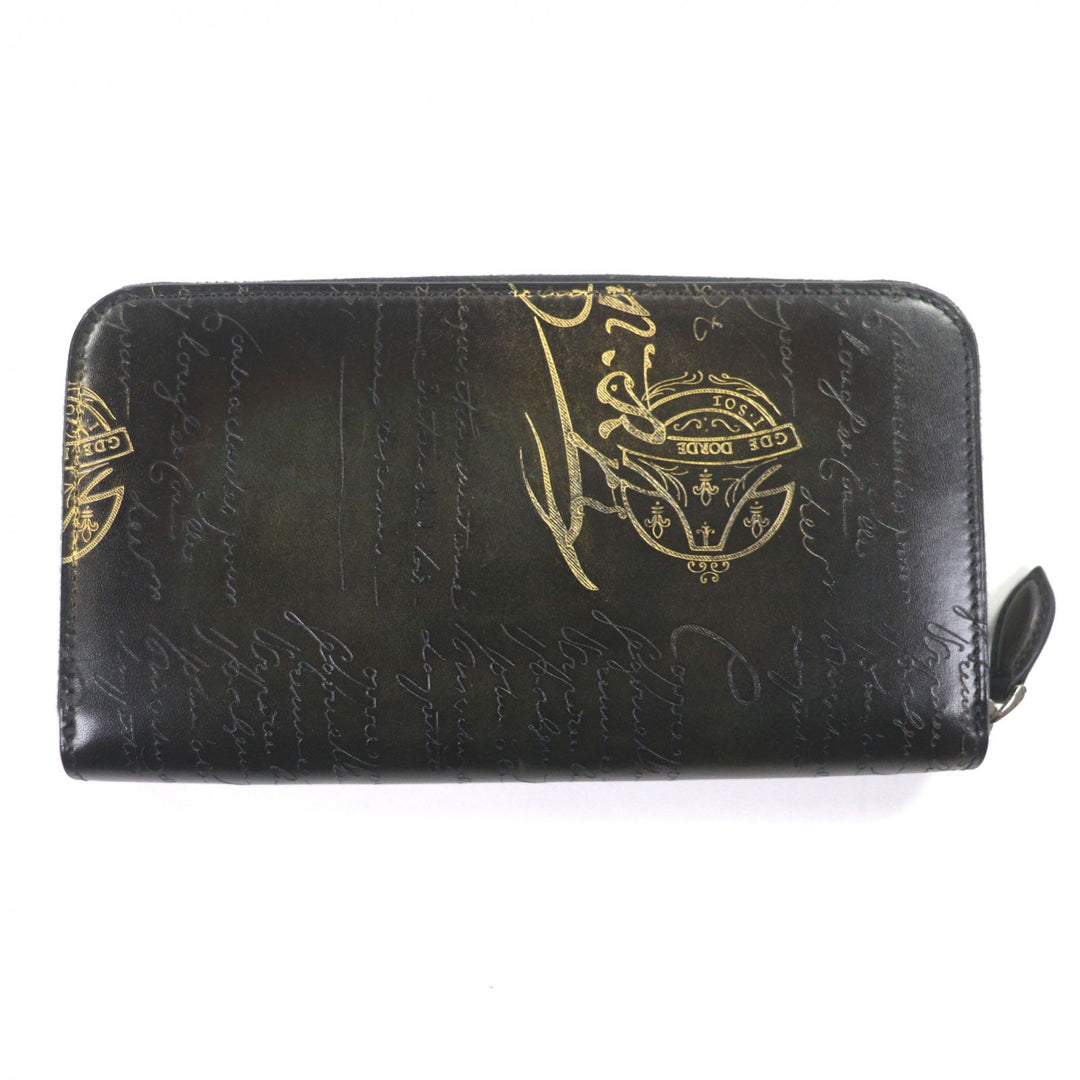 Pristine BERLUTI Purse Itauba Calligraphic Patine Dark brown leather mens