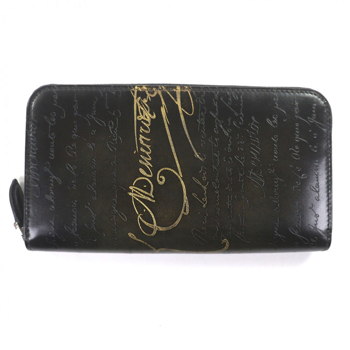 Pristine BERLUTI Purse Itauba Calligraphic Patine Dark brown leather mens