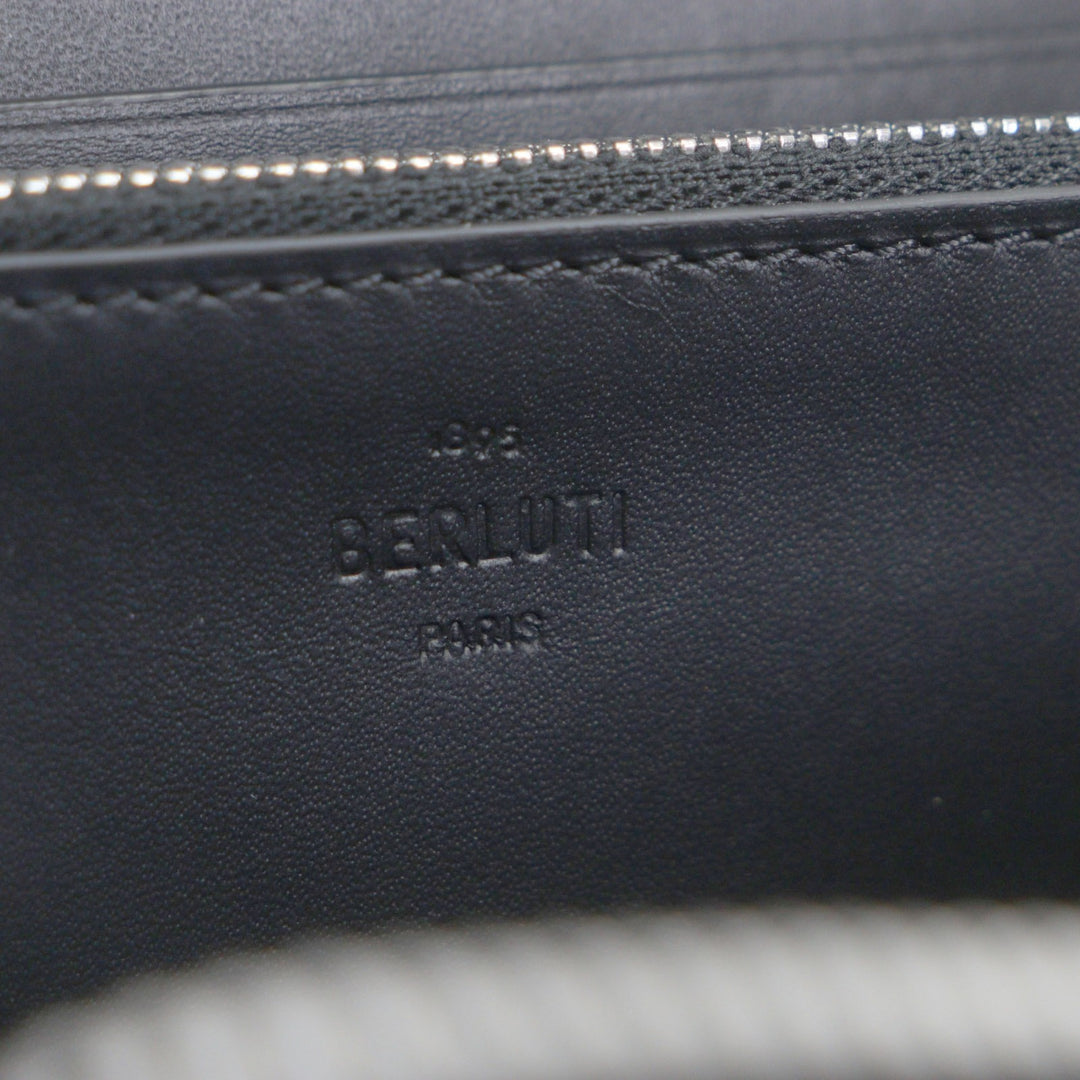 Pristine BERLUTI Purse Itauba Calligraphic Patine Dark brown leather mens