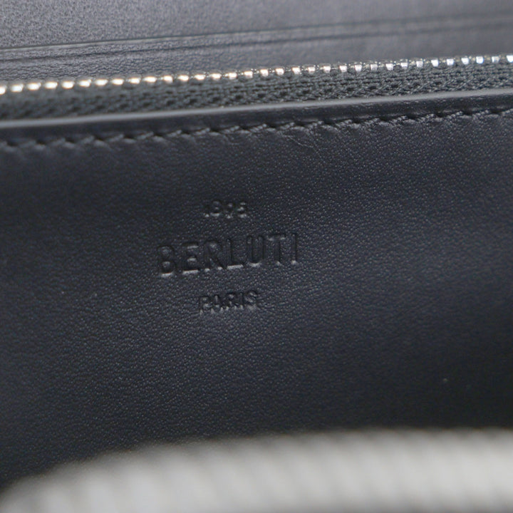 Pristine BERLUTI Purse Itauba Calligraphic Patine Dark brown leather mens