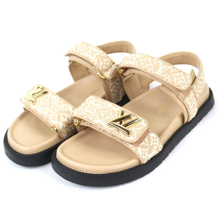 Great LOUIS VUITTON Sandals LV Sunset beige Monogram Jaguar Women 37 1AHNL4