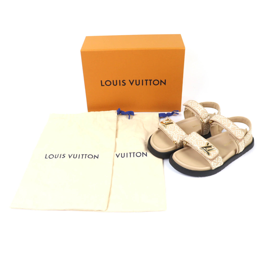 Great LOUIS VUITTON Sandals LV Sunset beige Monogram Jaguar Women 37 1AHNL4