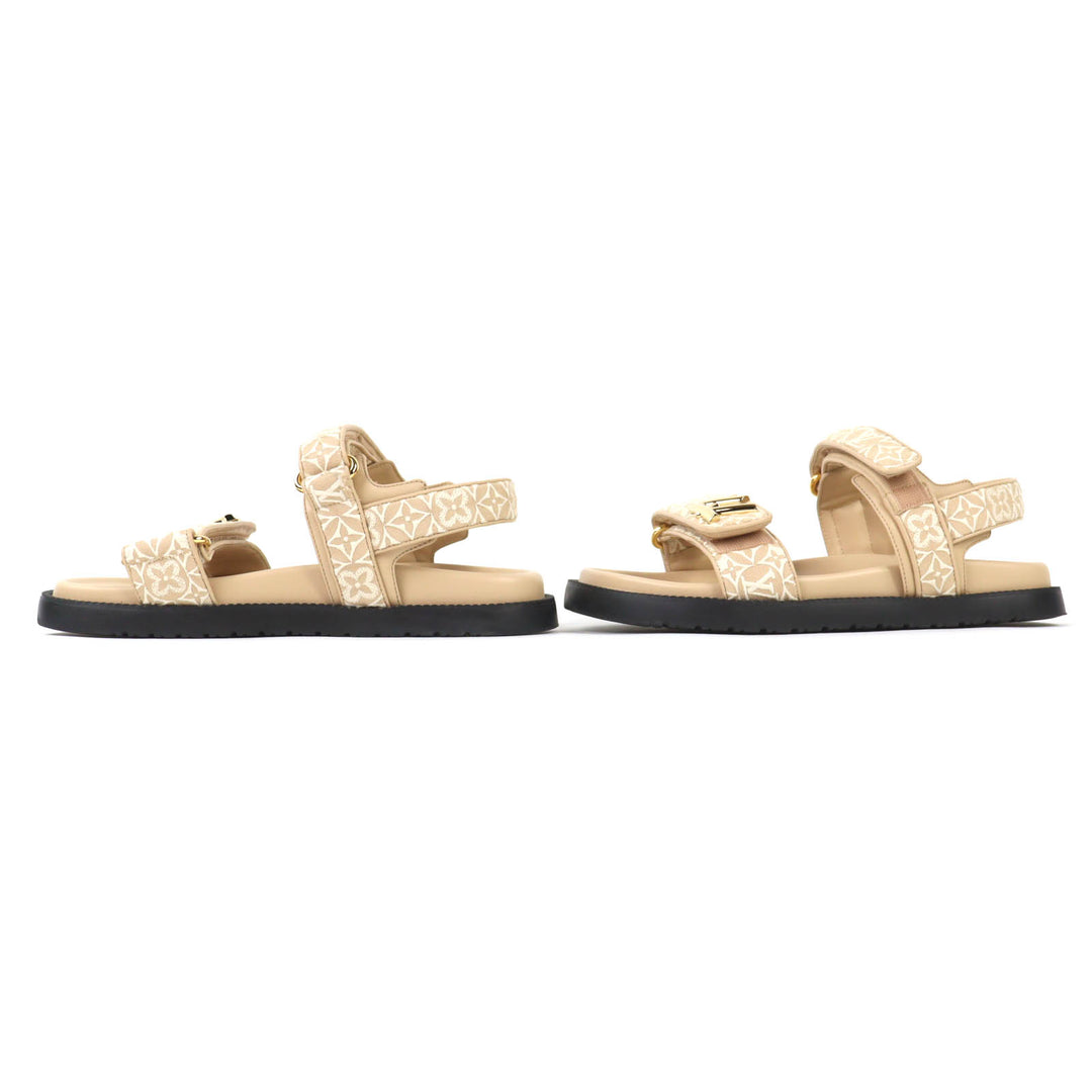 Great LOUIS VUITTON Sandals LV Sunset beige Monogram Jaguar Women 37 1AHNL4