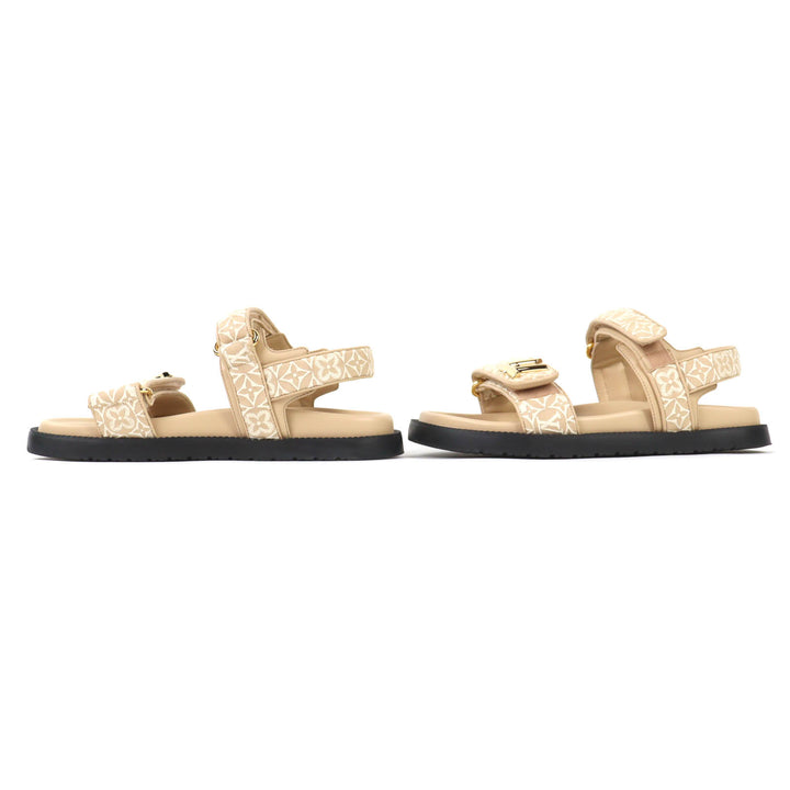 Great LOUIS VUITTON Sandals LV Sunset beige Monogram Jaguar Women 37 1AHNL4