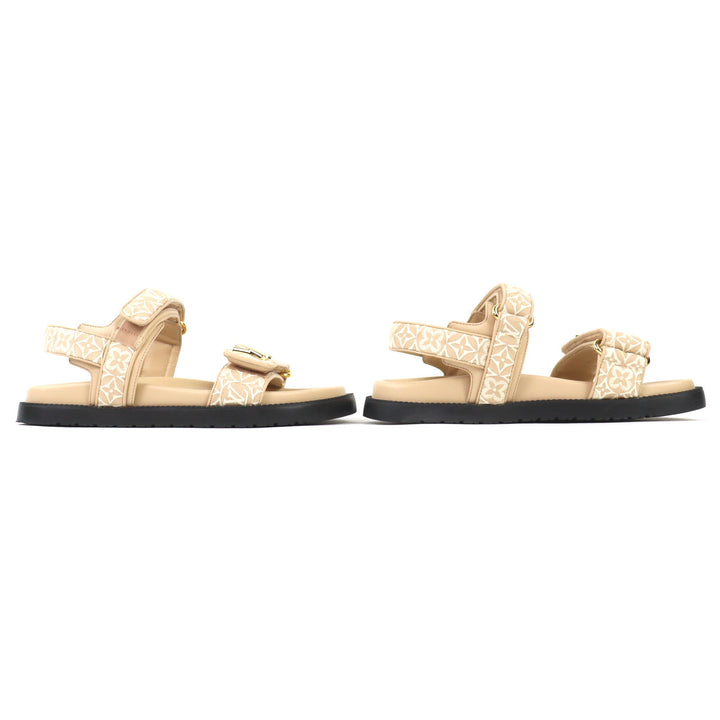 Great LOUIS VUITTON Sandals LV Sunset beige Monogram Jaguar Women 37 1AHNL4