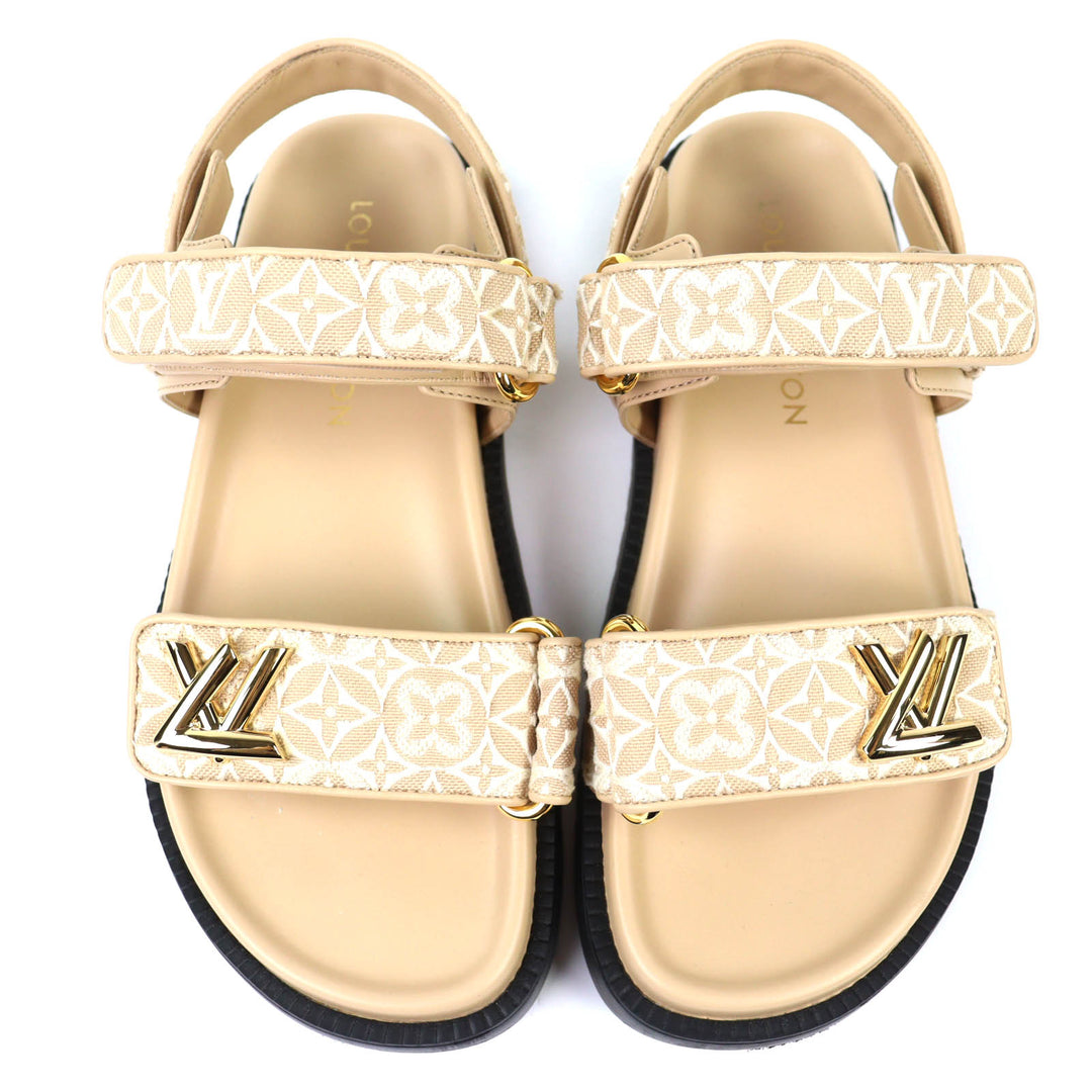 Great LOUIS VUITTON Sandals LV Sunset beige Monogram Jaguar Women 37 1AHNL4
