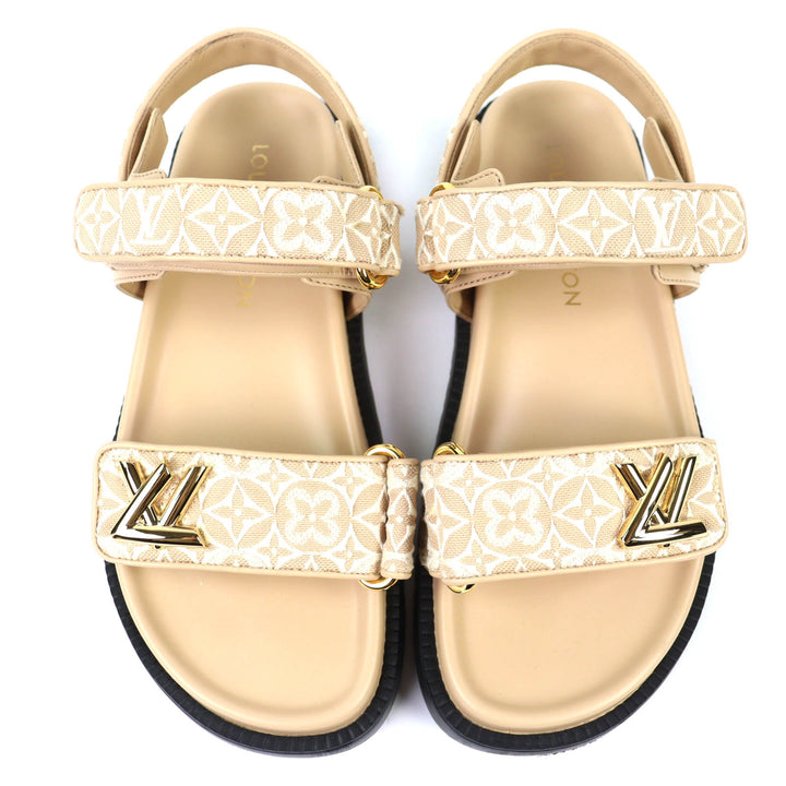 Great LOUIS VUITTON Sandals LV Sunset beige Monogram Jaguar Women 37 1AHNL4