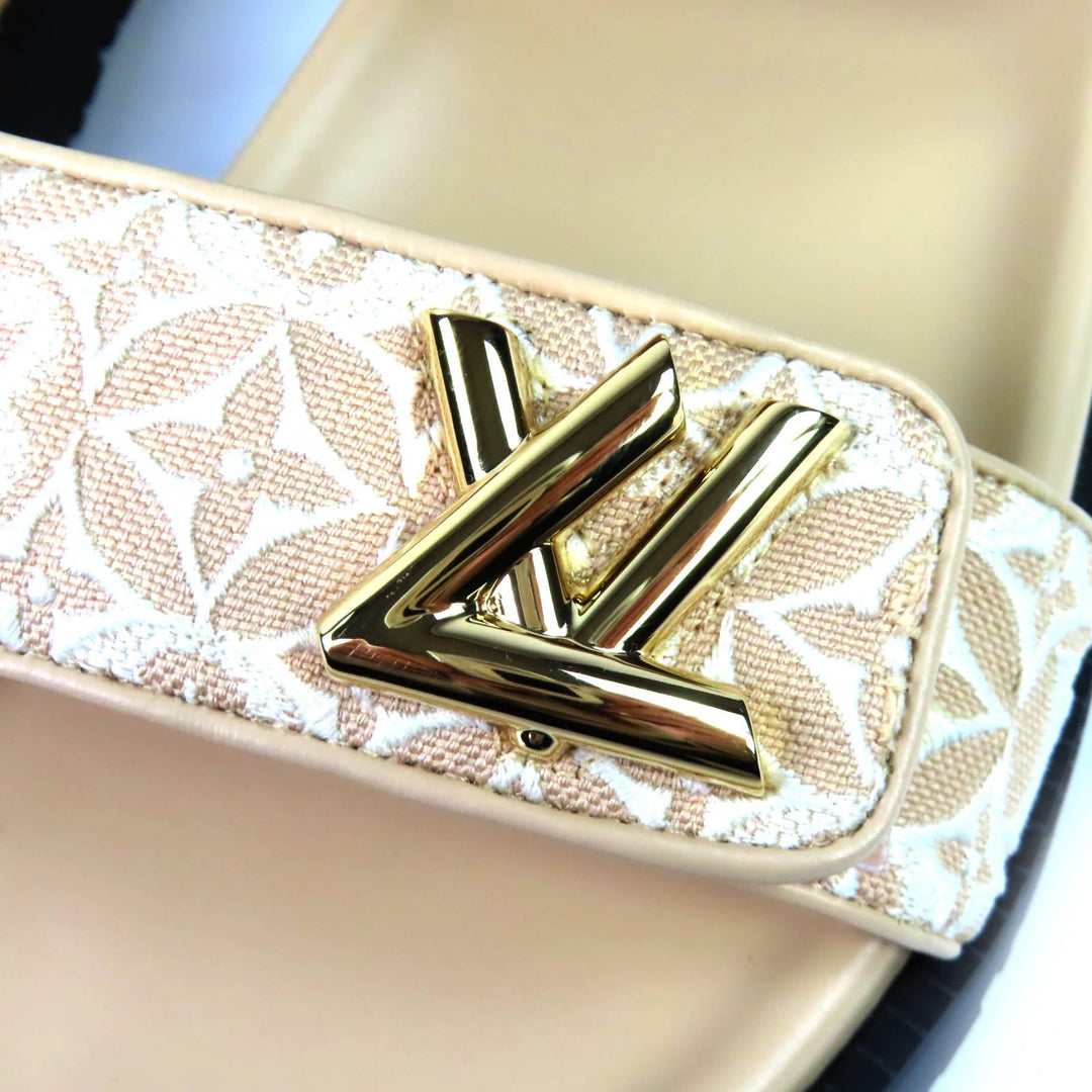 Great LOUIS VUITTON Sandals LV Sunset beige Monogram Jaguar Women 37 1AHNL4