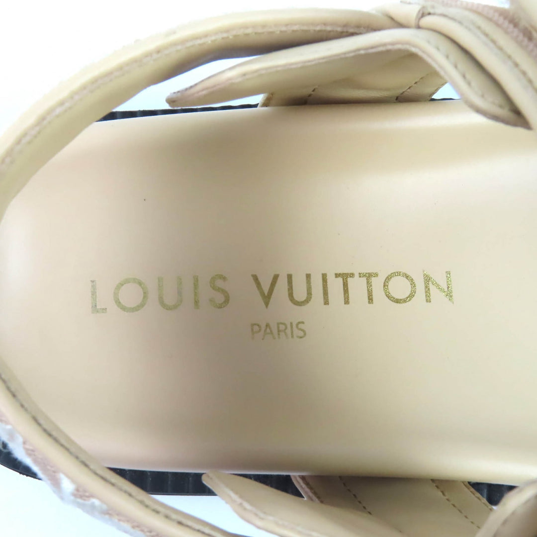 Great LOUIS VUITTON Sandals LV Sunset beige Monogram Jaguar Women 37 1AHNL4