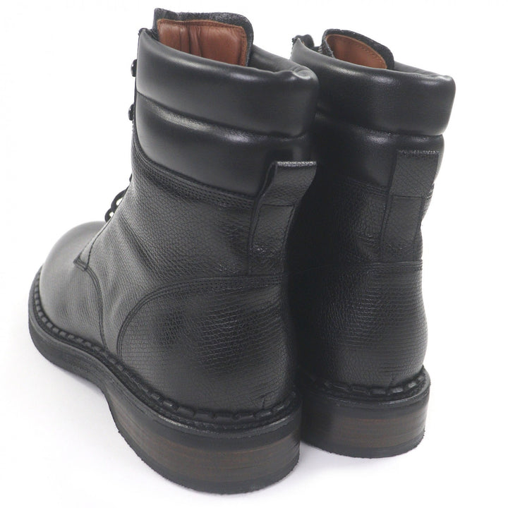 Pristine MONCLER Ankle boots Metal logo lace-up black leather mens 43