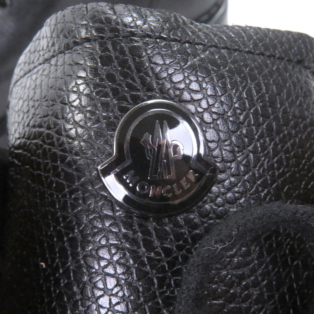 Pristine MONCLER Ankle boots Metal logo lace-up black leather mens 43