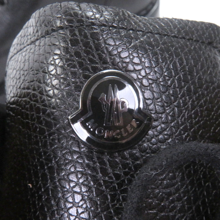 Pristine MONCLER Ankle boots Metal logo lace-up black leather mens 43