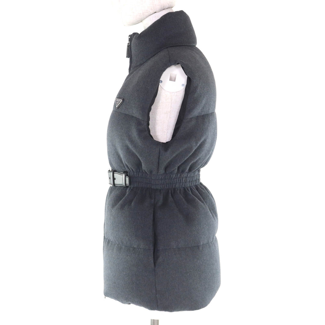 Pristine PRADA Down vest gray Virgin wool Women 36 29S131