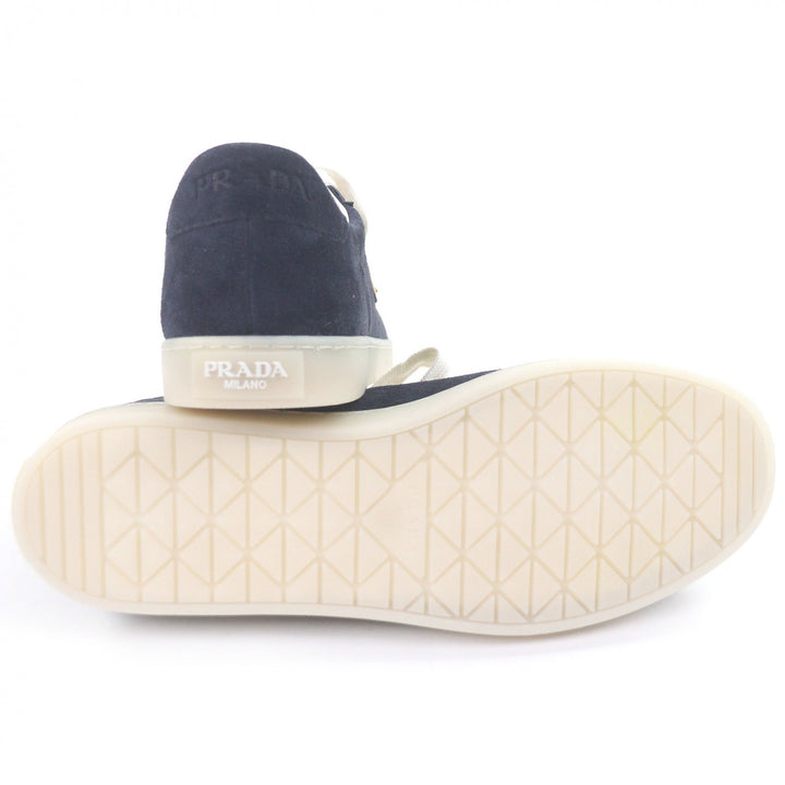 Pristine PRADA Low cut sneakers triangle logo triangle plate Navy Suede leather