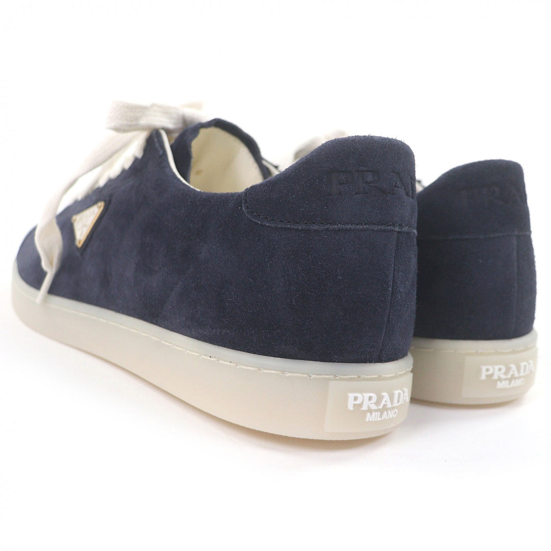 Pristine PRADA Low cut sneakers triangle logo triangle plate Navy Suede leather