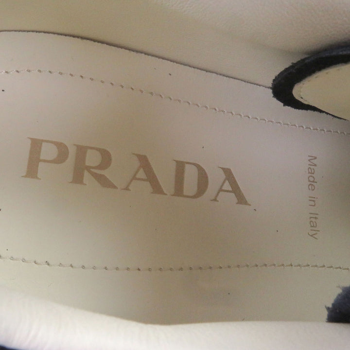 Pristine PRADA Low cut sneakers triangle logo triangle plate Navy Suede leather