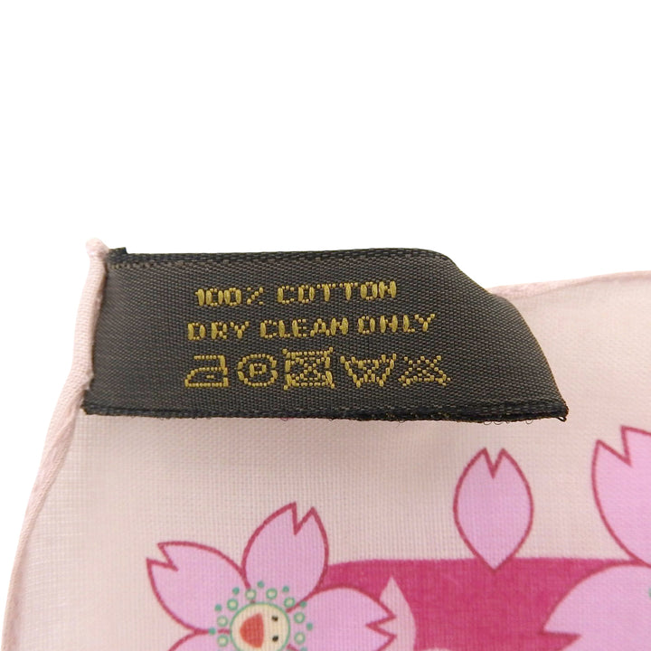Excellent LOUIS VUITTON MURAKAMI handkerchief Monogram Cherry Blossom Scarf
