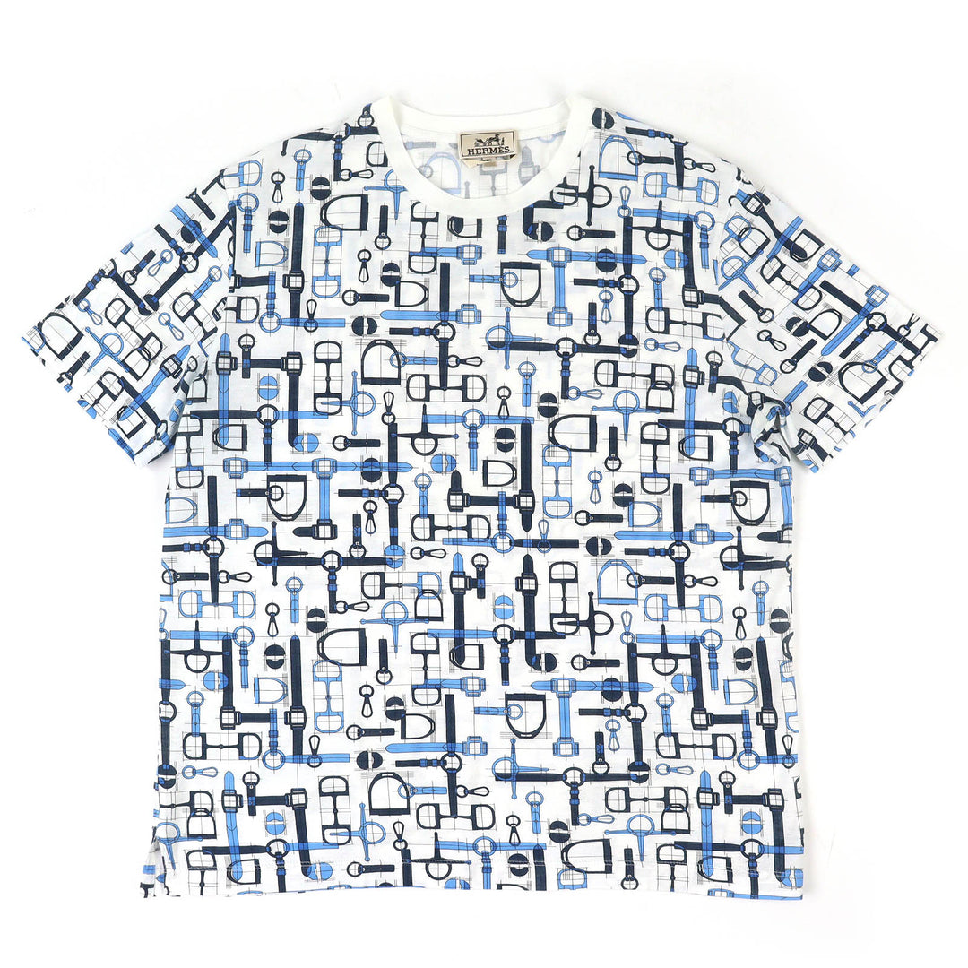 Great HERMES Short sleeve T-shirt Labrinthe Equestre Harness Pattern Crew neck M