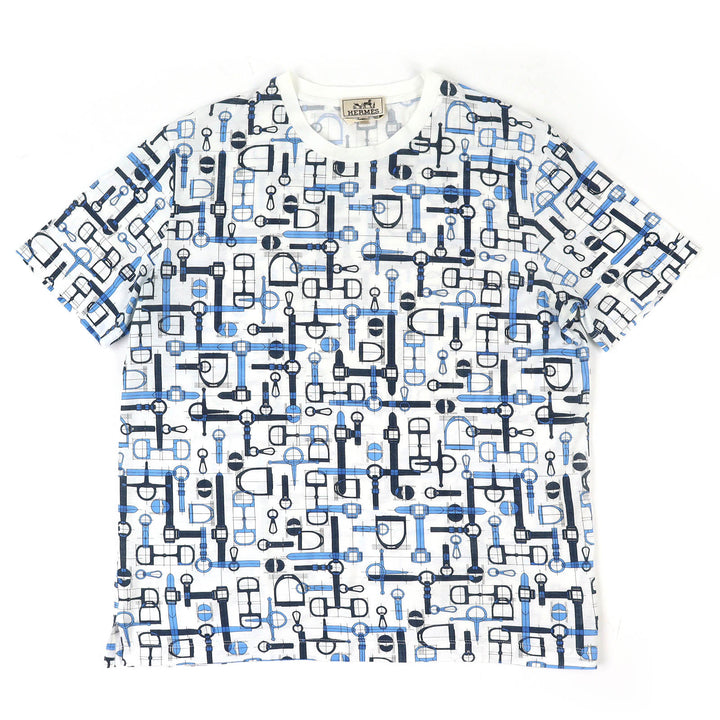 Great HERMES Short sleeve T-shirt Labrinthe Equestre Harness Pattern Crew neck M