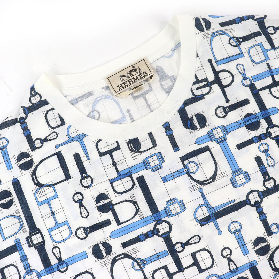 Great HERMES Short sleeve T-shirt Labrinthe Equestre Harness Pattern Crew neck M