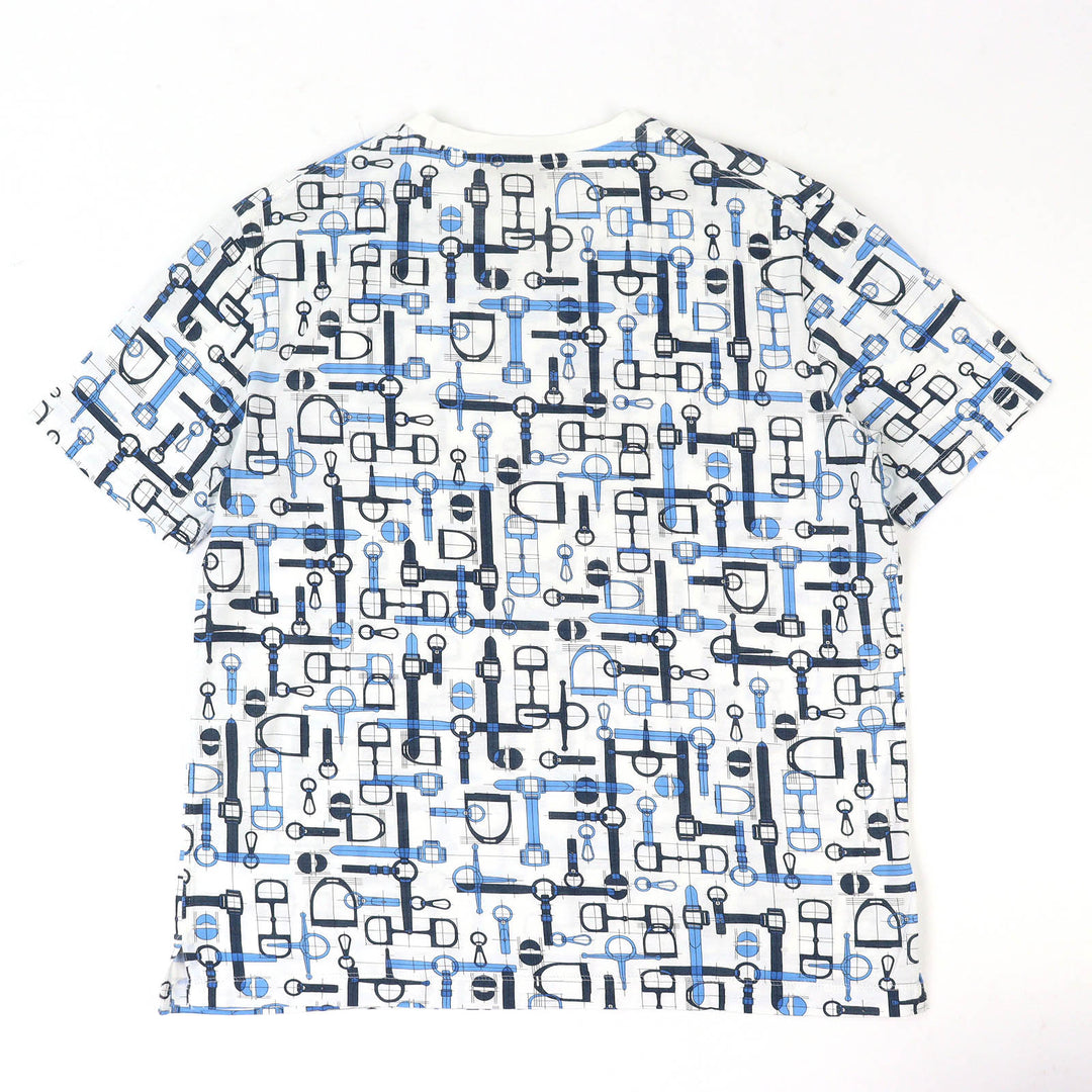 Great HERMES Short sleeve T-shirt Labrinthe Equestre Harness Pattern Crew neck M