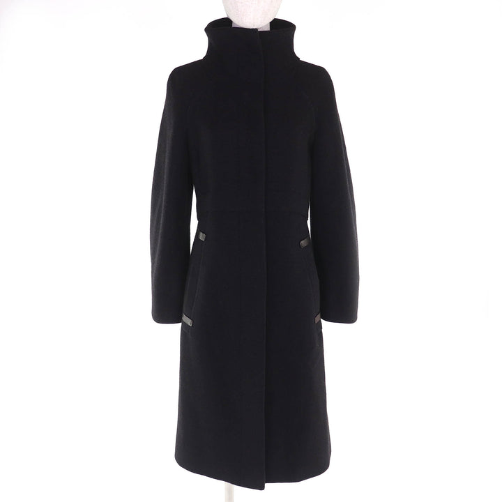 Excellent Brioni coat Partially leather stand collar long cashmere 42 135123