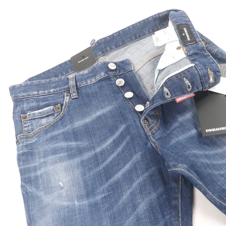 Pristine DSQUARED2 Denim pants Skater Jean Crash machining Indigo blue
