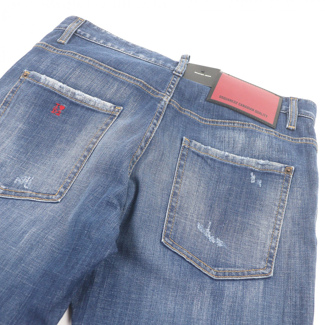 Pristine DSQUARED2 Denim pants Skater Jean Crash machining Indigo blue