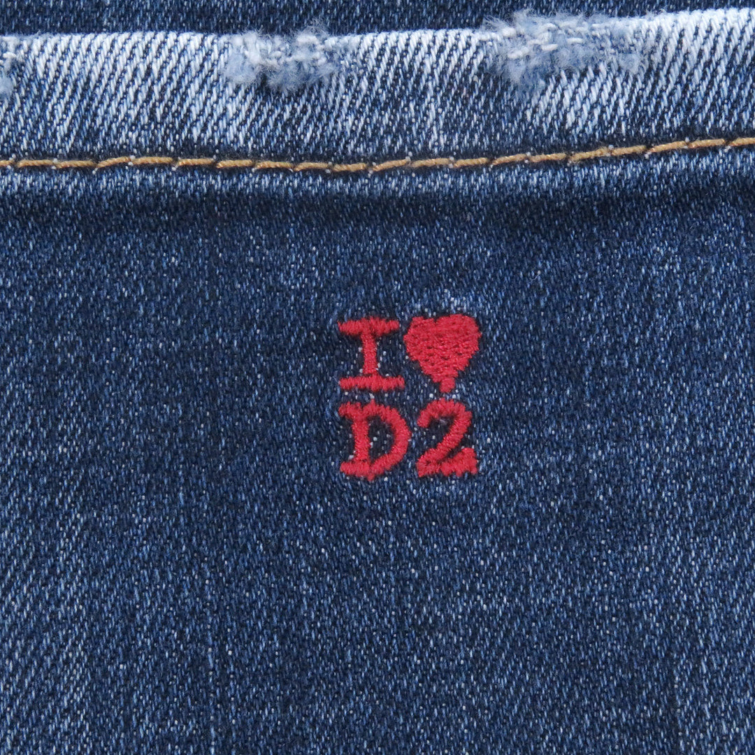 Pristine DSQUARED2 Denim pants Skater Jean Crash machining Indigo blue