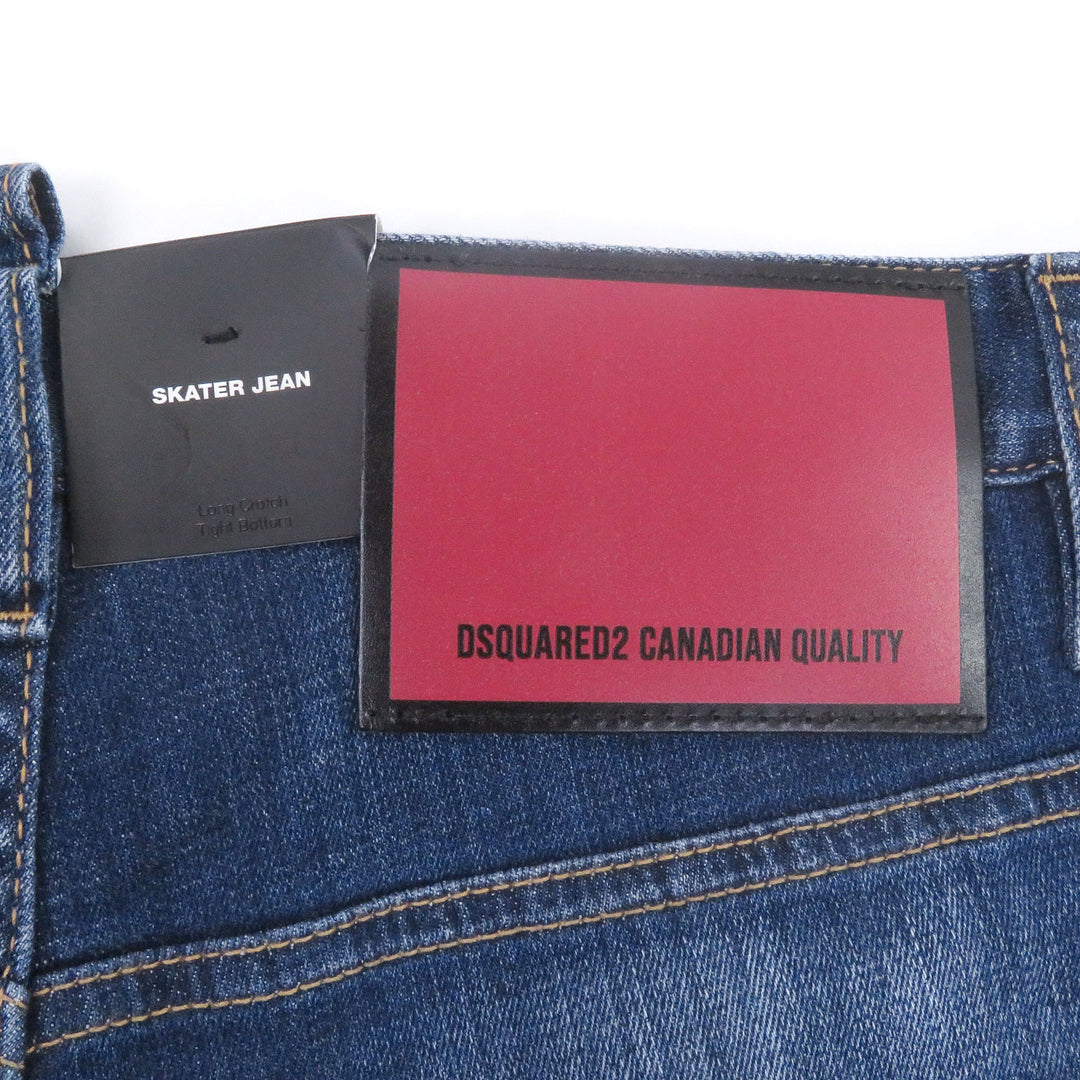 Pristine DSQUARED2 Denim pants Skater Jean Crash machining Indigo blue