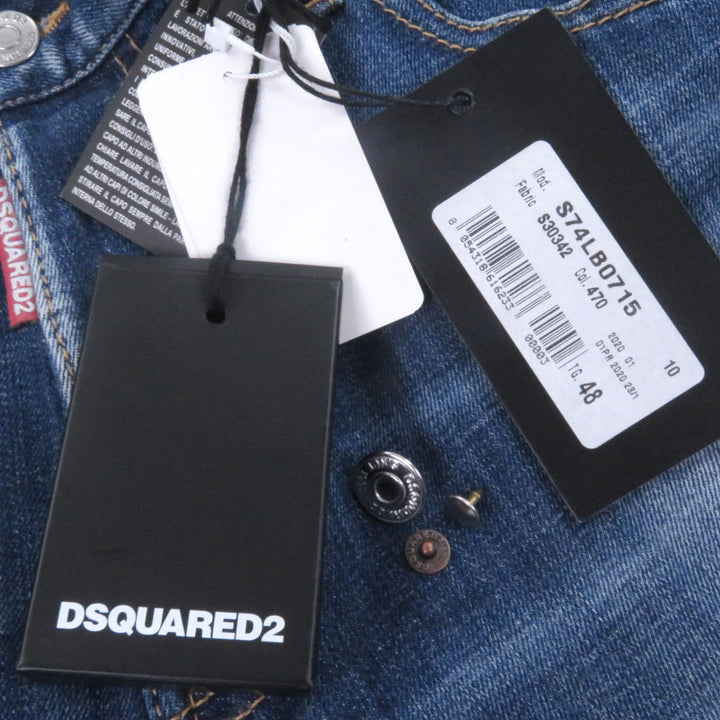 Pristine DSQUARED2 Denim pants Skater Jean Crash machining Indigo blue