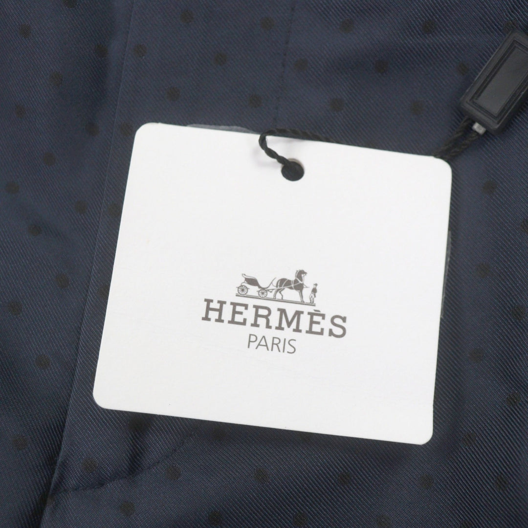 Pristine HERMES Pants Dot Pattern Slacks Navy silk mens 38