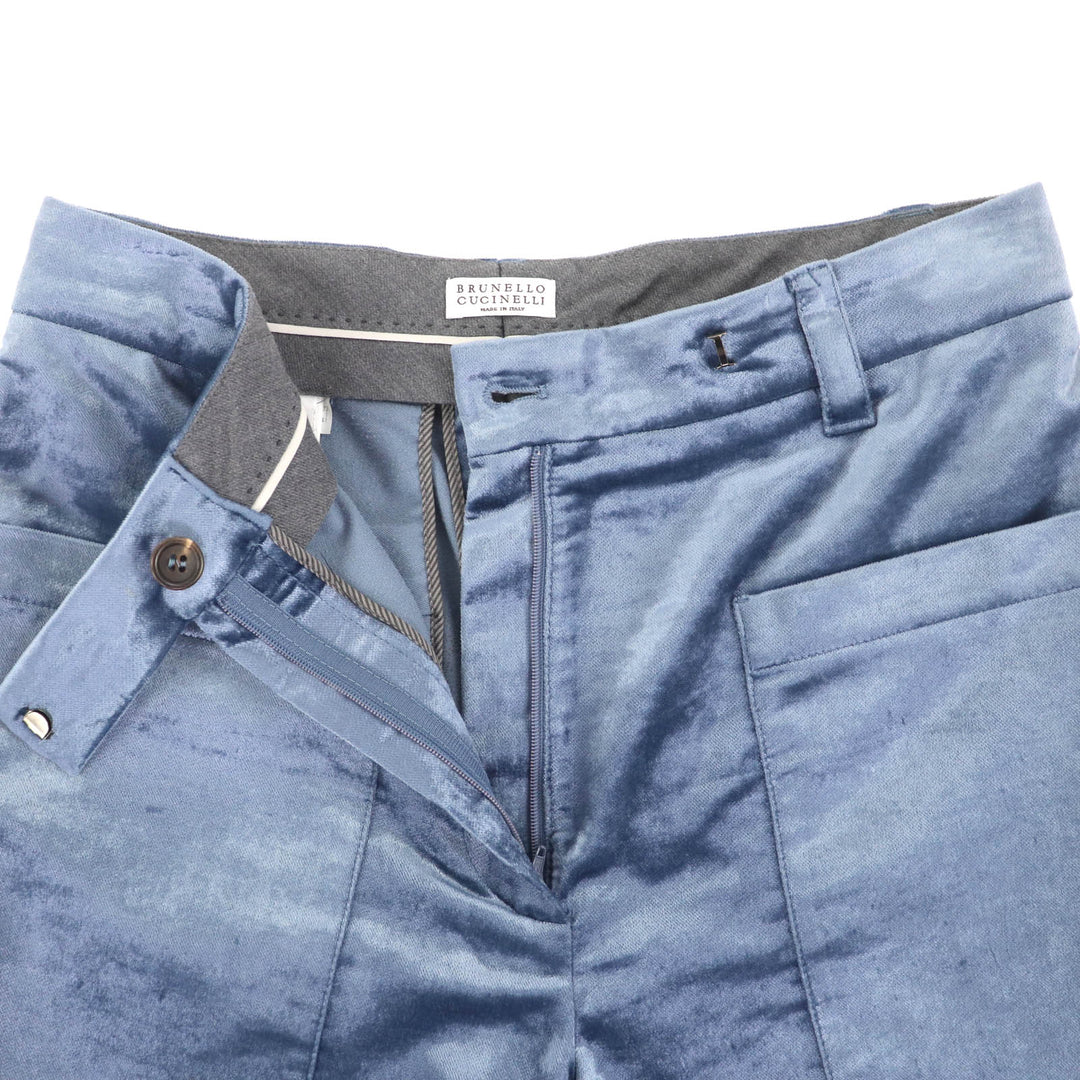 Excellent Brunello Cucinelli Pants Velor blue cotton Women 38 MA088P6477