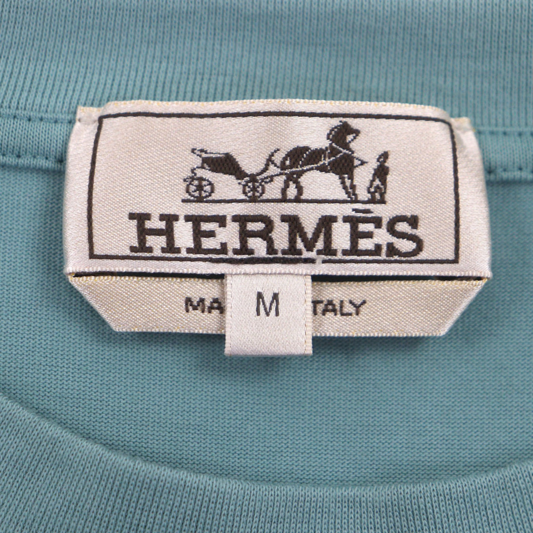 Great HERMES Short sleeve T-shirt caval card blue cotton mens M 21-5757