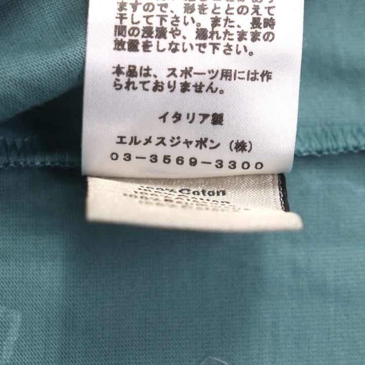 Great HERMES Short sleeve T-shirt caval card blue cotton mens M 21-5757