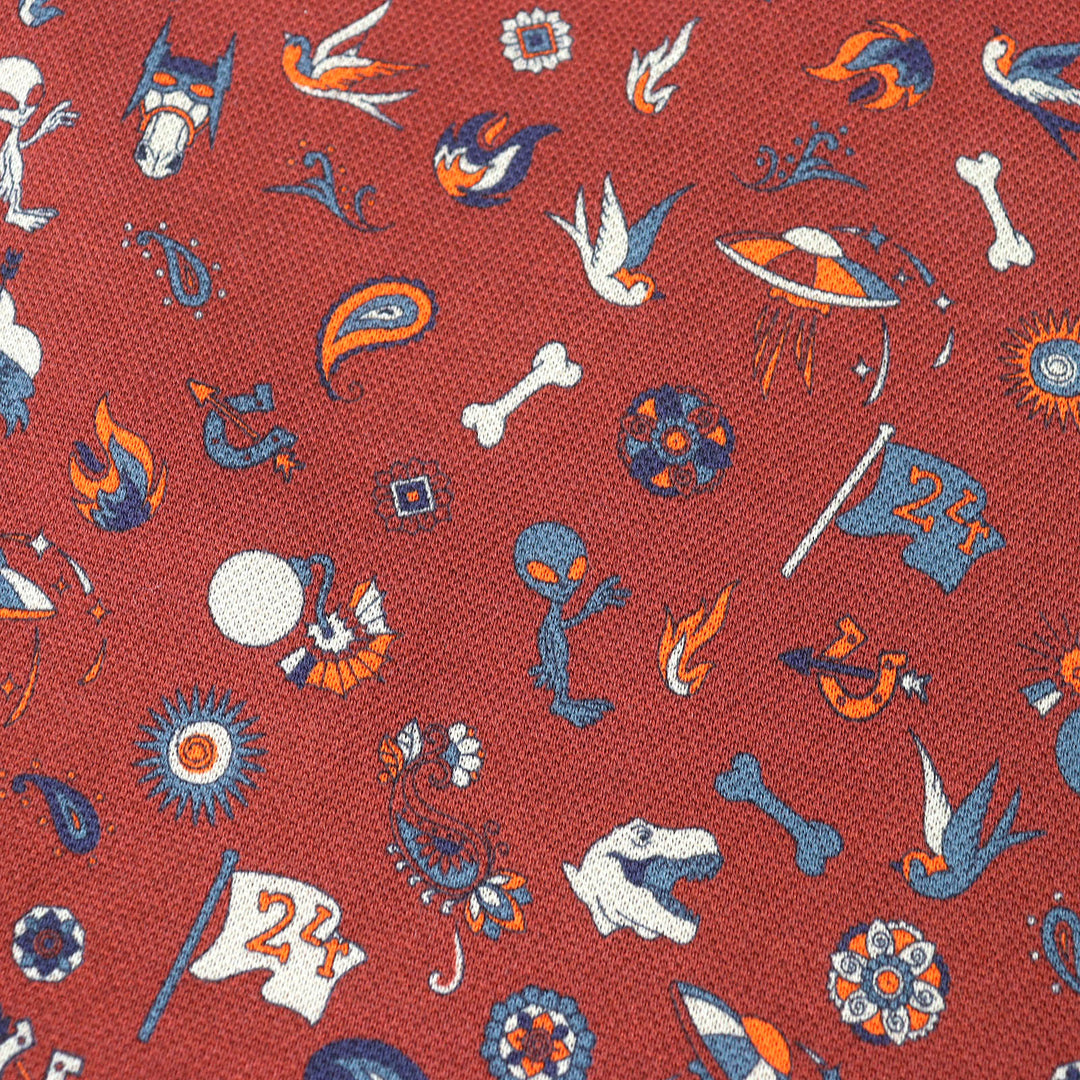 Excellent HERMES Short sleeve polo shirt All-over pattern design Brown L 22-5761