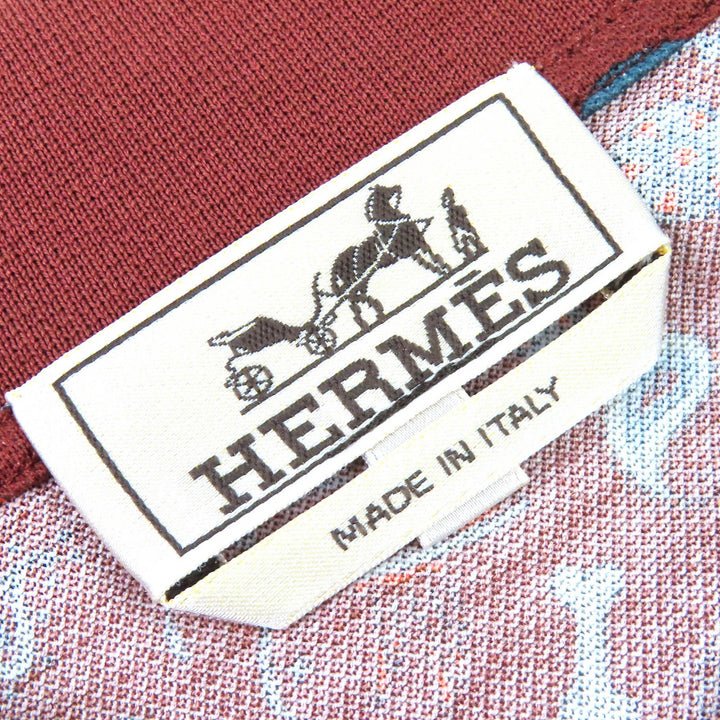 Excellent HERMES Short sleeve polo shirt All-over pattern design Brown L 22-5761