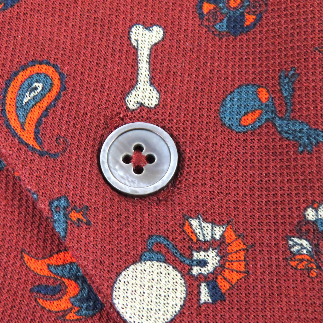 Excellent HERMES Short sleeve polo shirt All-over pattern design Brown L 22-5761