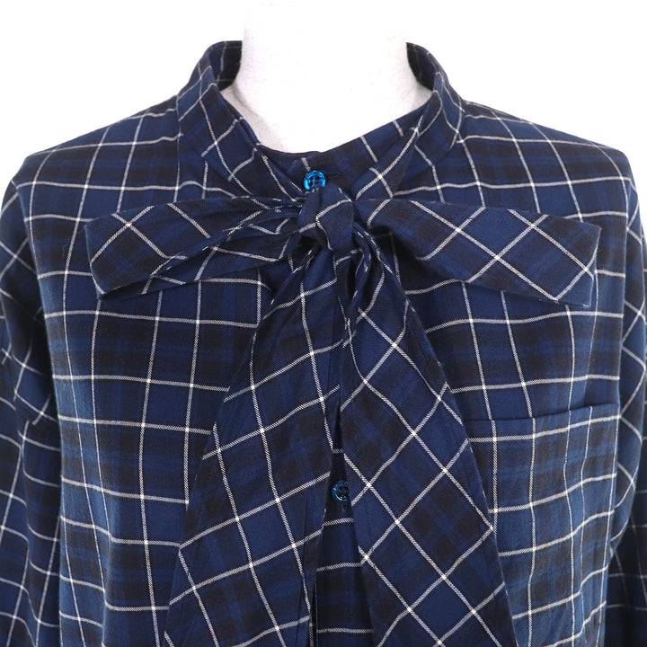 Great BALENCIAGA Check Pattern Bowtie Back Print New Wing Shirt 36 520497