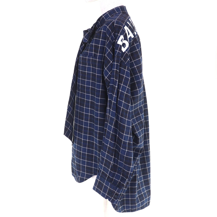 Great BALENCIAGA Check Pattern Bowtie Back Print New Wing Shirt 36 520497