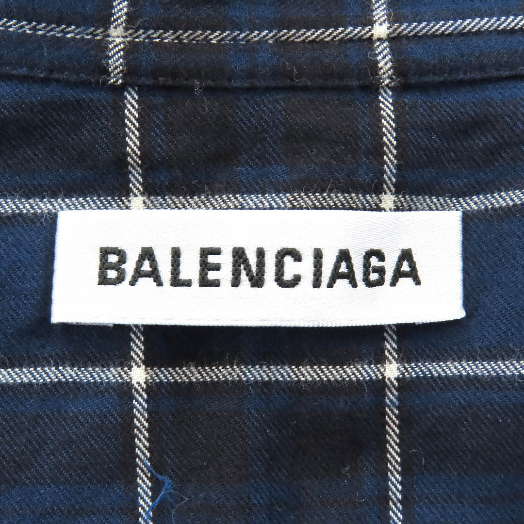 Great BALENCIAGA Check Pattern Bowtie Back Print New Wing Shirt 36 520497