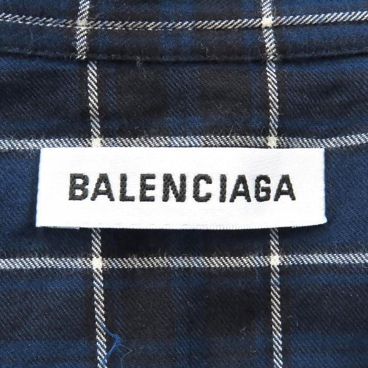 Great BALENCIAGA Check Pattern Bowtie Back Print New Wing Shirt 36 520497