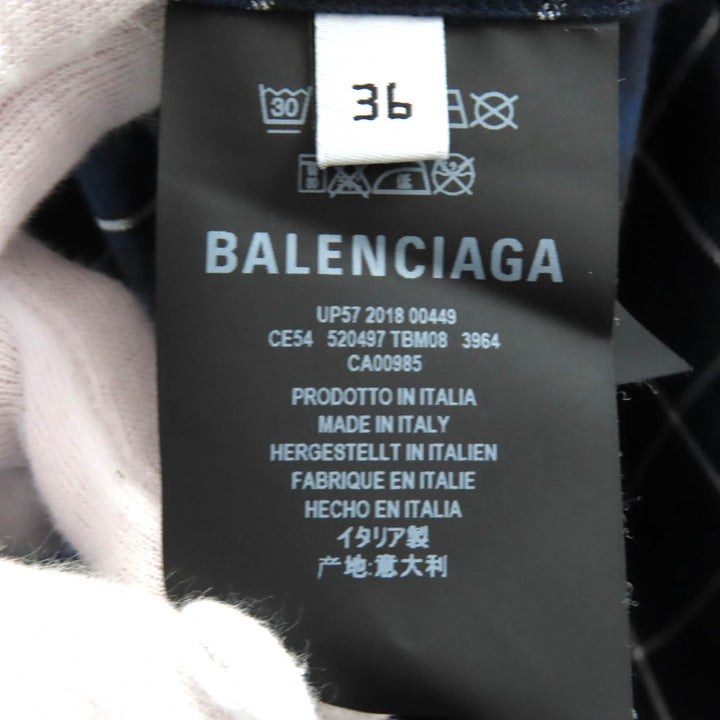 Great BALENCIAGA Check Pattern Bowtie Back Print New Wing Shirt 36 520497