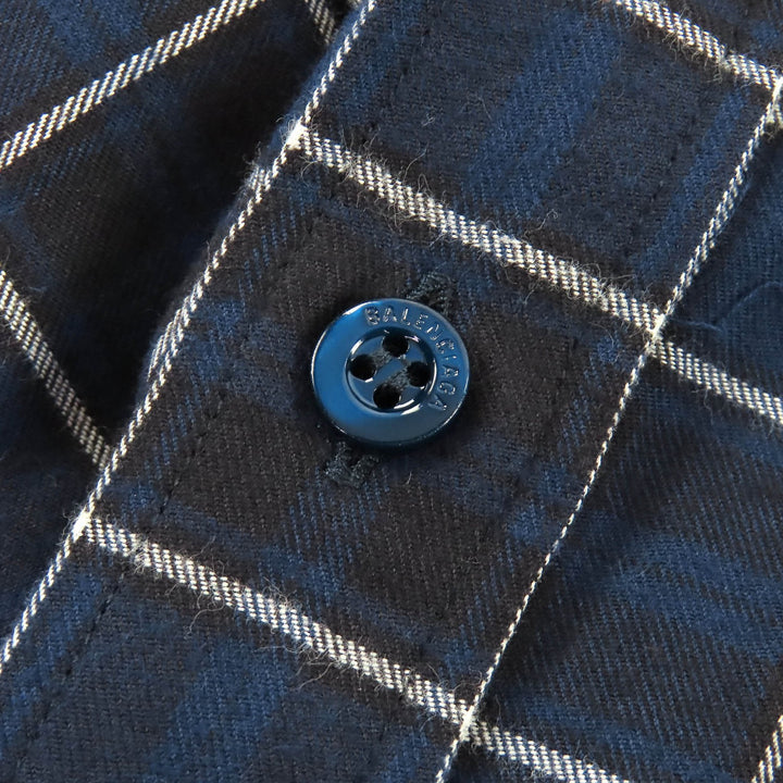 Great BALENCIAGA Check Pattern Bowtie Back Print New Wing Shirt 36 520497